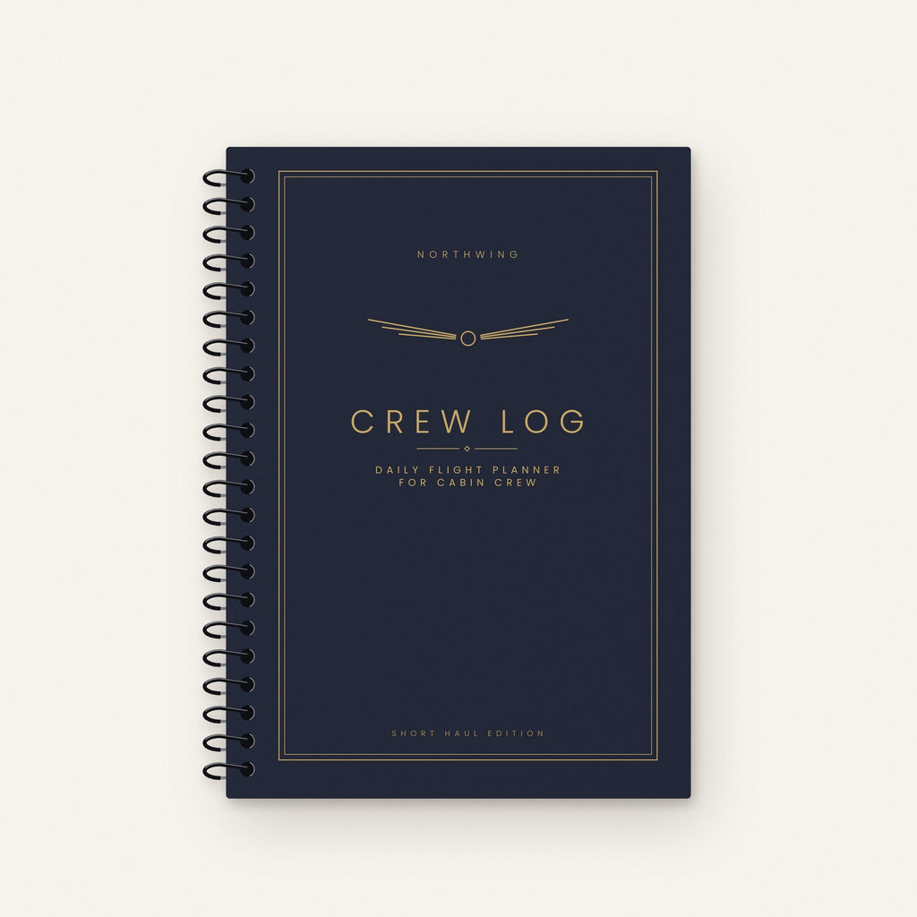 Northwing Crew Log daily flight planner in Midnight, navy cover with gold details