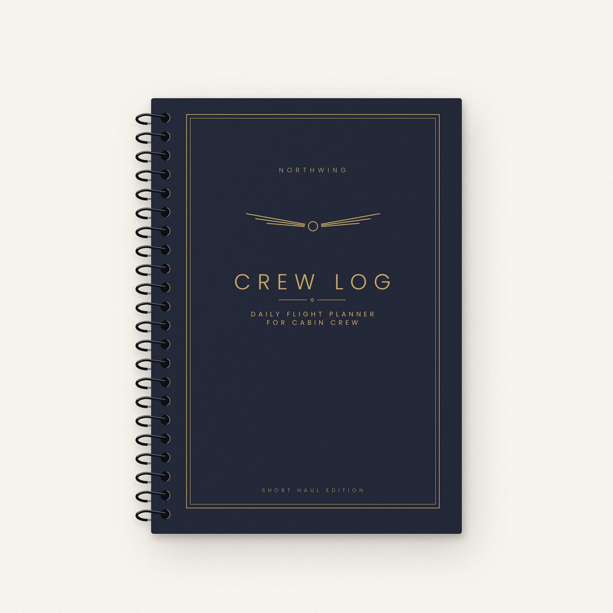 Northwing Crew Log daily flight planner in Midnight, navy cover with gold details
