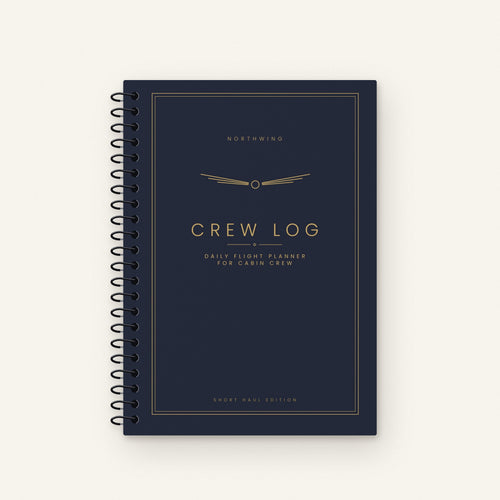 Northwing Crew Log daily flight planner in Midnight, navy cover with gold details