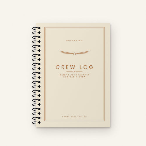 Northwing Crew Log daily flight planner for cabin crew, cream Vellum cover with copper details